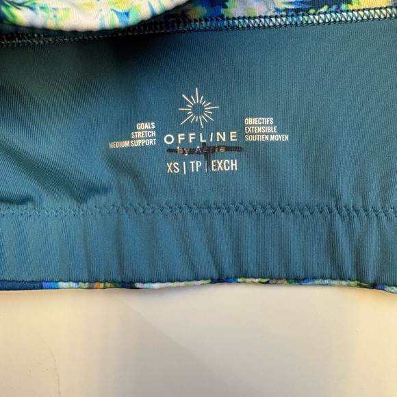 Aerie sports bra crop top stretchy trippy floral women's top size XS - Picture 5 of 7